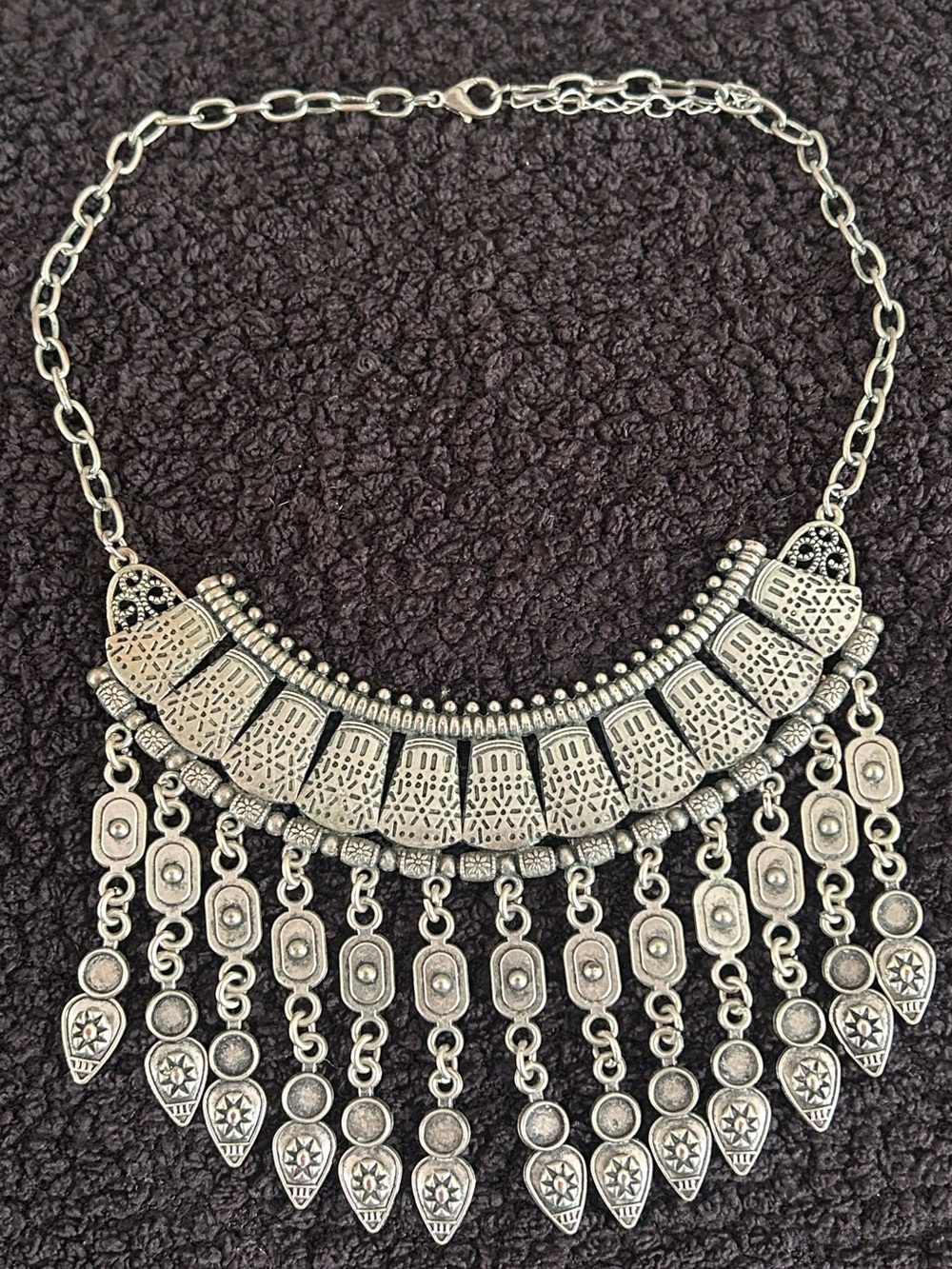 Paparazzi The Desert Is Calling Silver Fringe Tribal Choker Necklace